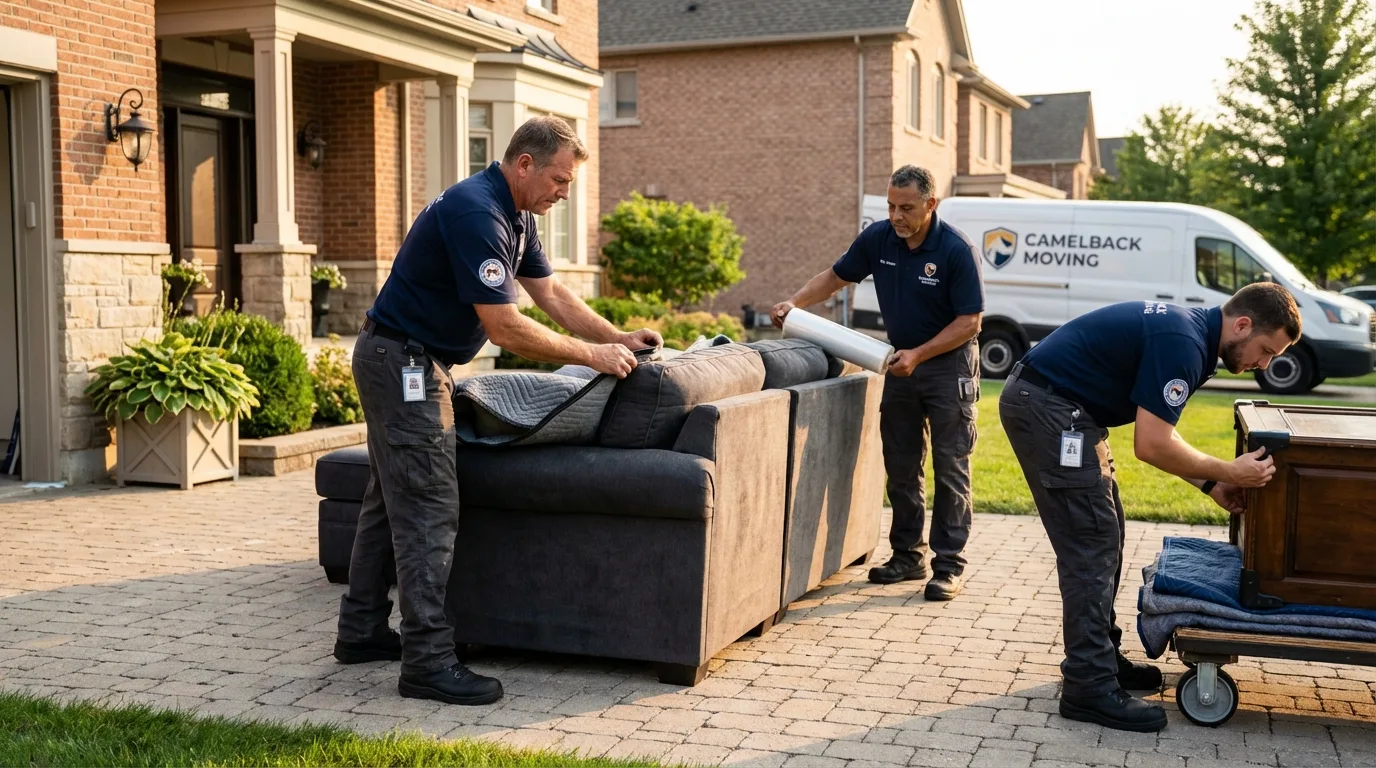 Large estate moving crew wrapping furniture in Lenoir, NC